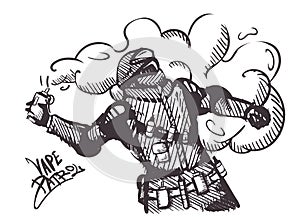 Isolated emblem Vape patrol label. E-cigarette,Special forces with an electronic cigarette instead of smoke grenades.