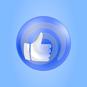 Isolated Emoticon Reaction. Thumb Up on Blue Rounded Background. Social Media UI Emotion