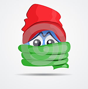 Isolated Emoticon in winter clothes in a flat design
