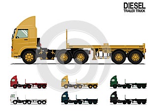 Isolated empty Diesel semi trailer truck 20 ft on transparent background