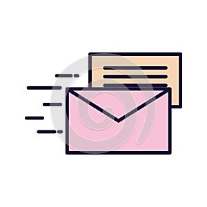 Isolated envelope message line and fill style icon vector design
