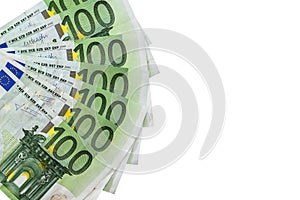 Isolated 100 euro banknotes