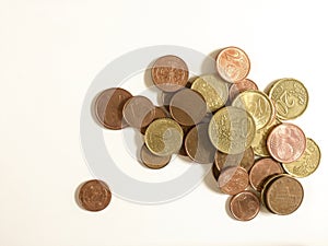 Isolated euro coins