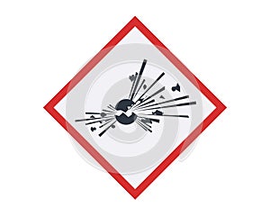 Isolated Exploding Bomb Hazard Symbol. Concept of Labelling of Chemicals.