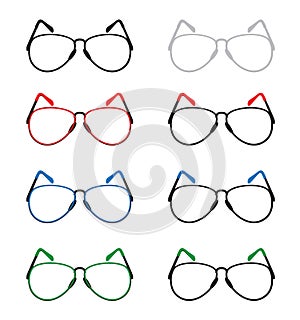 Isolated eyes glasses, colorful eyes glasses, eyes glasses vector