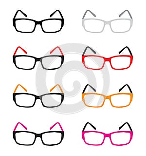Isolated eyes glasses, colorful eyes glasses, eyes glasses vector