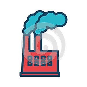 Isolated factory with smoke line and fill style icon vector design