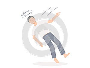 Isolated of a fainting man in flat vector illustration