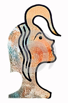 Isolated fantastic girl, mermaid, mavka on a black background. Hand drawing. Logo, print