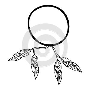 Isolated feather plume and circle design