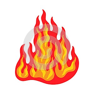 Isolated fire flame, fireplace. Hot red, orange icon, glowing fireflame, bright explosion shape, flaming ignite or