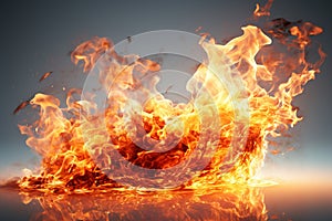 Isolated fire flame on white background