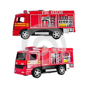 Isolated fire rescue toy truck