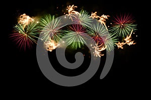 Isolated firework on black sky background.