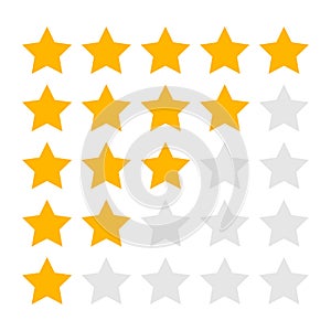 Isolated Five Four Three Two and One Star Rating Icons