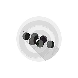 Isolated flat icon of vegetarian eating berries on a white background. Ripe acai berries. Vector