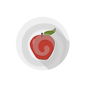 Isolated flat icon of vegetarian food fruits on white background. Ripe red Apple. Vector