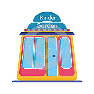 Isolated flat kinder garden building icon