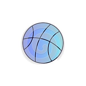 Isolated flat line gradient basketball icon.