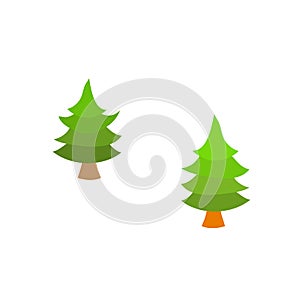 Isolated flat pine tree logo set