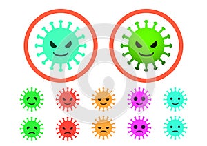 Isolated Flat Virus and Cancer on white, vector