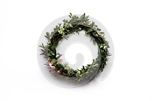 Isolated flower wreath flat lay