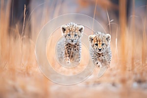 isolated focus on cheetahs face during pursuit