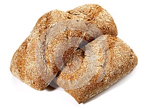 Classic Rye Buns on white Background - Isolated