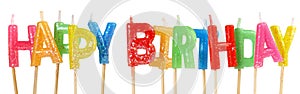 Happy Birthday Candles Banner on white Background - Isolated