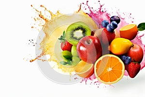 hookah ice citrus juice apple food orange smoke fruit background grape. Generative AI.