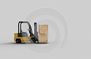 Isolated Forklift on White Background. 3D Rendered
