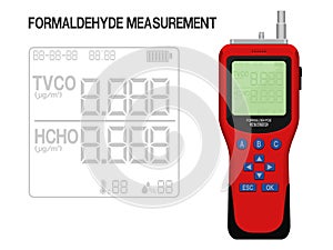 Isolated Formaldehyde detector on transparent background. Display screen can be assigned number easily