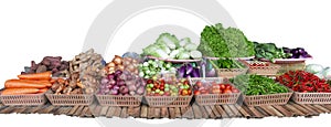 Isolated fresh raw Thai vegetables stall