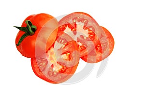 Isolated fresh tomato slices