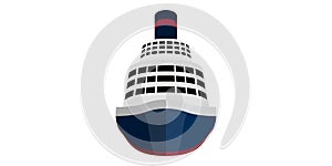 Isolated front view of a cruise ship