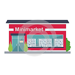 Isolated front view minimarket building Vector