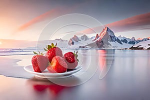 Isolated fruits - Strawberries on white background. This picture is part of the series perfecting macros Ai generated