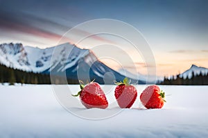 Isolated fruits - Strawberries on white background. This picture is part of the series perfecting macros Ai generated