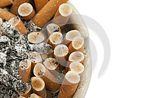 Isolated of full cigarette ashtray