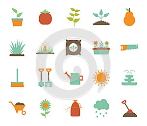 Isolated gardening flat style icon set vector design