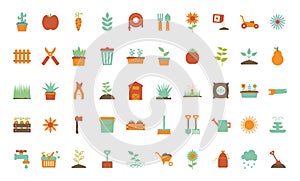 Isolated gardening flat style icon set vector design