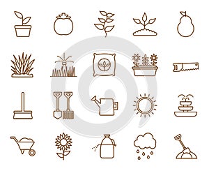 Isolated gardening line style icon set vector design