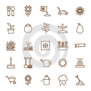 Isolated gardening line style icon set vector design