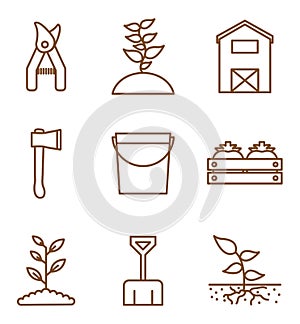 Isolated gardening line style icon set vector design