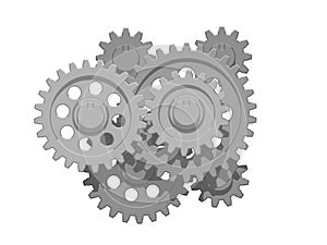 Isolated gear assembly on white background