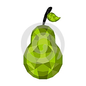 Isolated geometric pear. Low Poly