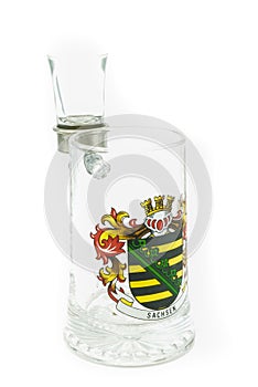 Isolated German beer glass and shot glass