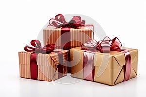 Isolated gifts, boxes on white. Perfect for holidays, Valentine\'s Day sentiments. photo