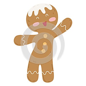 Isolated gingerbread man icon Flat design Christmas character Vector