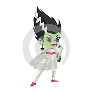 Isolated girl disguised Hallloween costume Vector photo